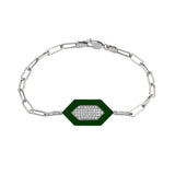 MICHAEL M Bracelet 14k White Gold / Green / Small Chroma Pavé Hexagon Bracelet BR492GR-S