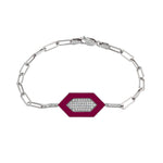 MICHAEL M Bracelet 14k White Gold / Magenta / Small Chroma Pavé Hexagon Bracelet BR492MA-S
