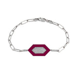 MICHAEL M Bracelet 14k White Gold / Magenta / Small Chroma Pavé Hexagon Bracelet BR492MA-S