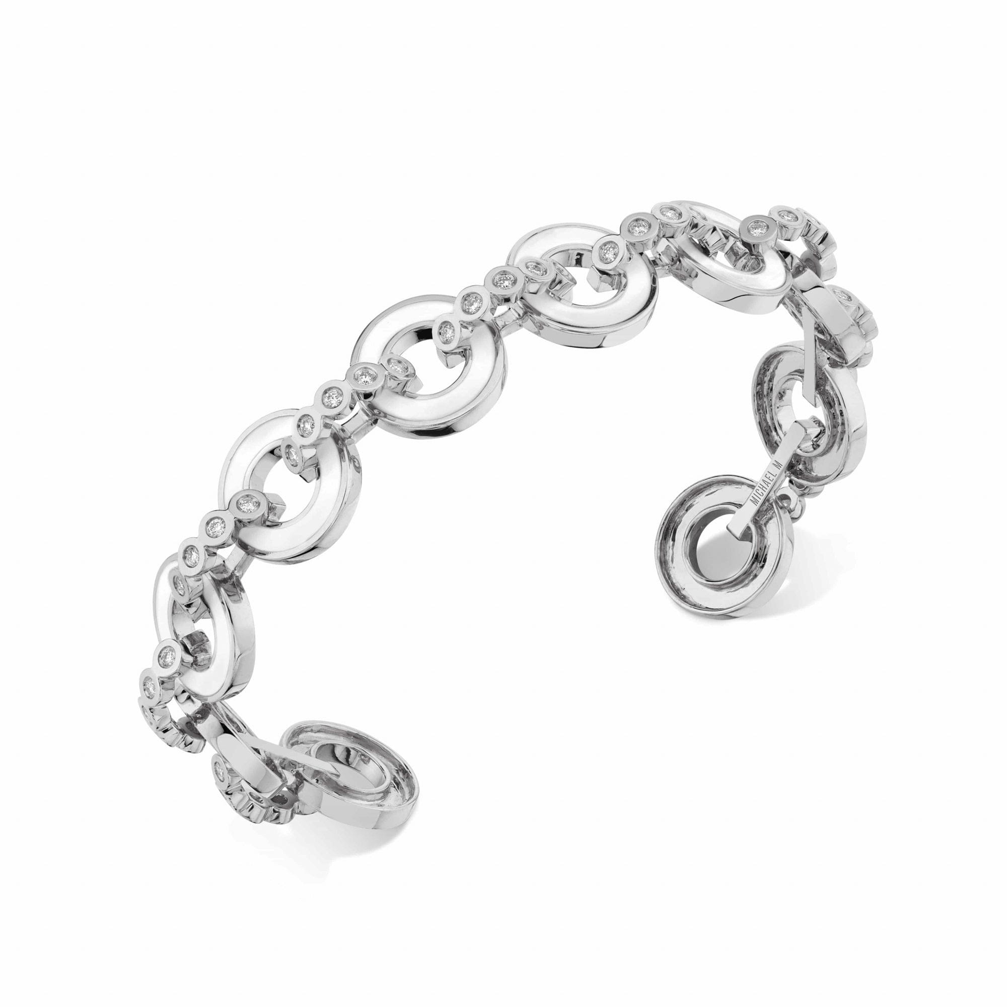 MICHAEL M Bracelet 14k White Gold / White / Small Chroma Arch Cuff BR495WH-S