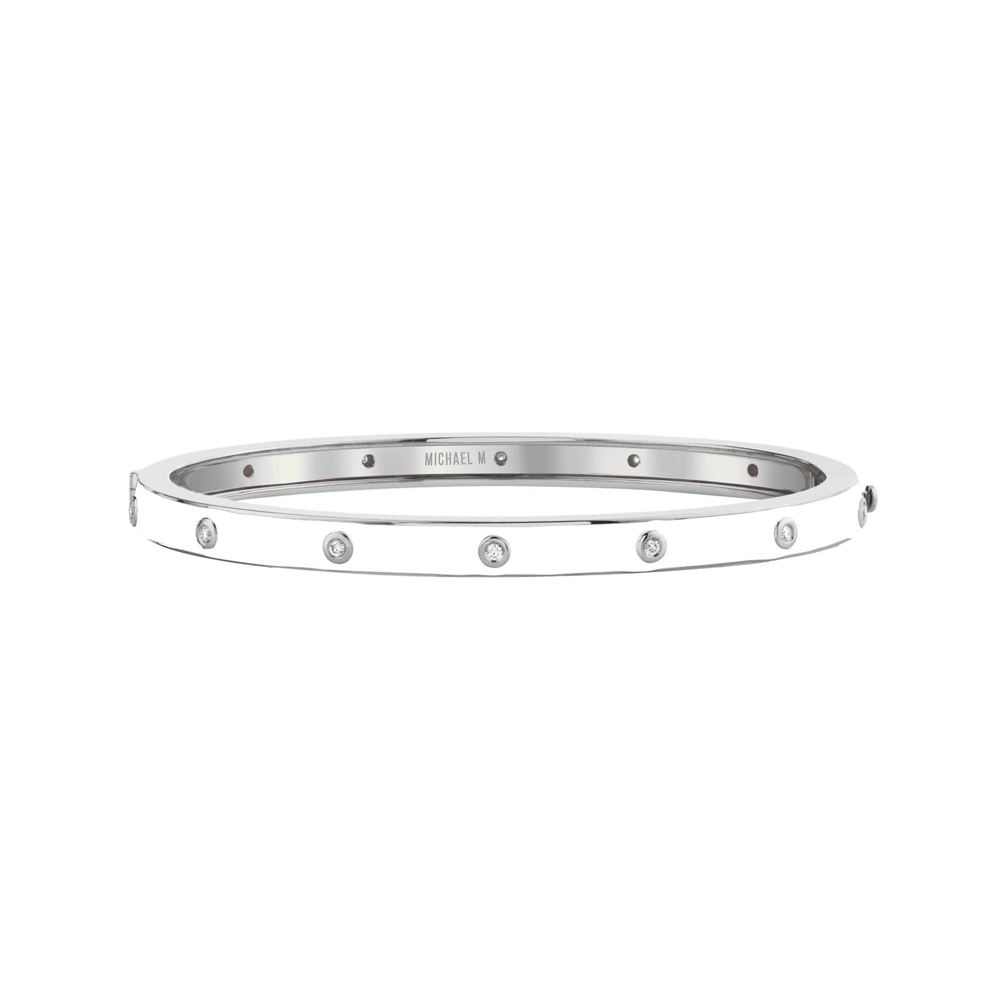 MICHAEL M Bracelet 14k White Gold / White / Small Chroma Extruded Bezel Bangle BR485WH-S