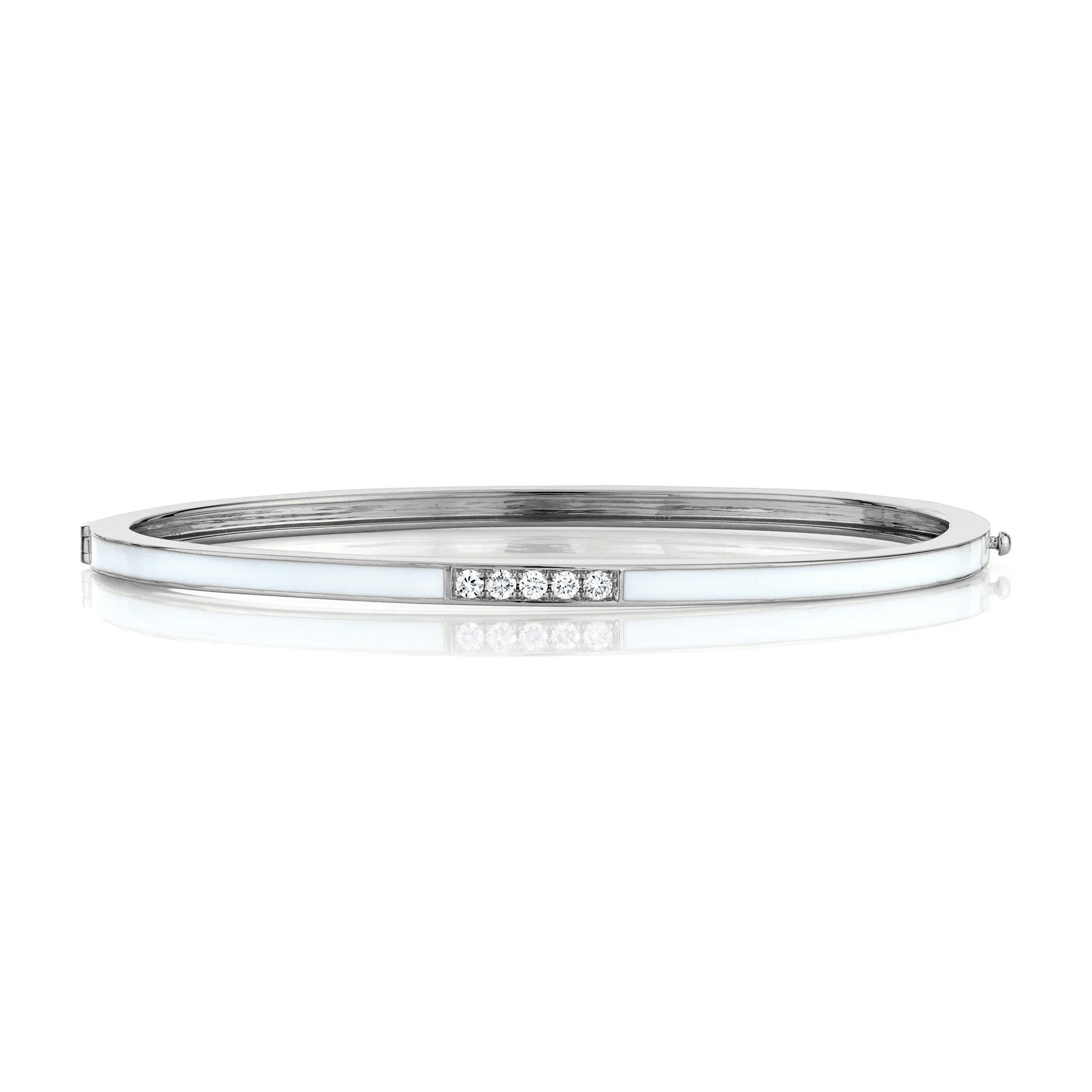MICHAEL M Bracelet 14k White Gold / White / Small Chroma Pavé Stacking Bracelet BR482WH-S