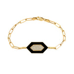 MICHAEL M Bracelet 14k Yellow Gold / Black Chroma Pavé Hexagon Bracelet BR492