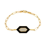 MICHAEL M Bracelet 14k Yellow Gold / Black Chroma Pavé Hexagon Bracelet BR492