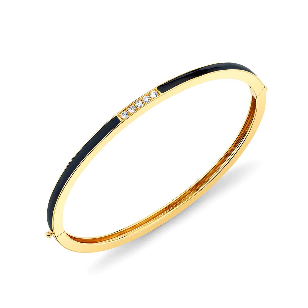 MICHAEL M Bracelet 14k Yellow Gold / Black / Small Black Chroma Pavé Stacking Bracelet BR482BK