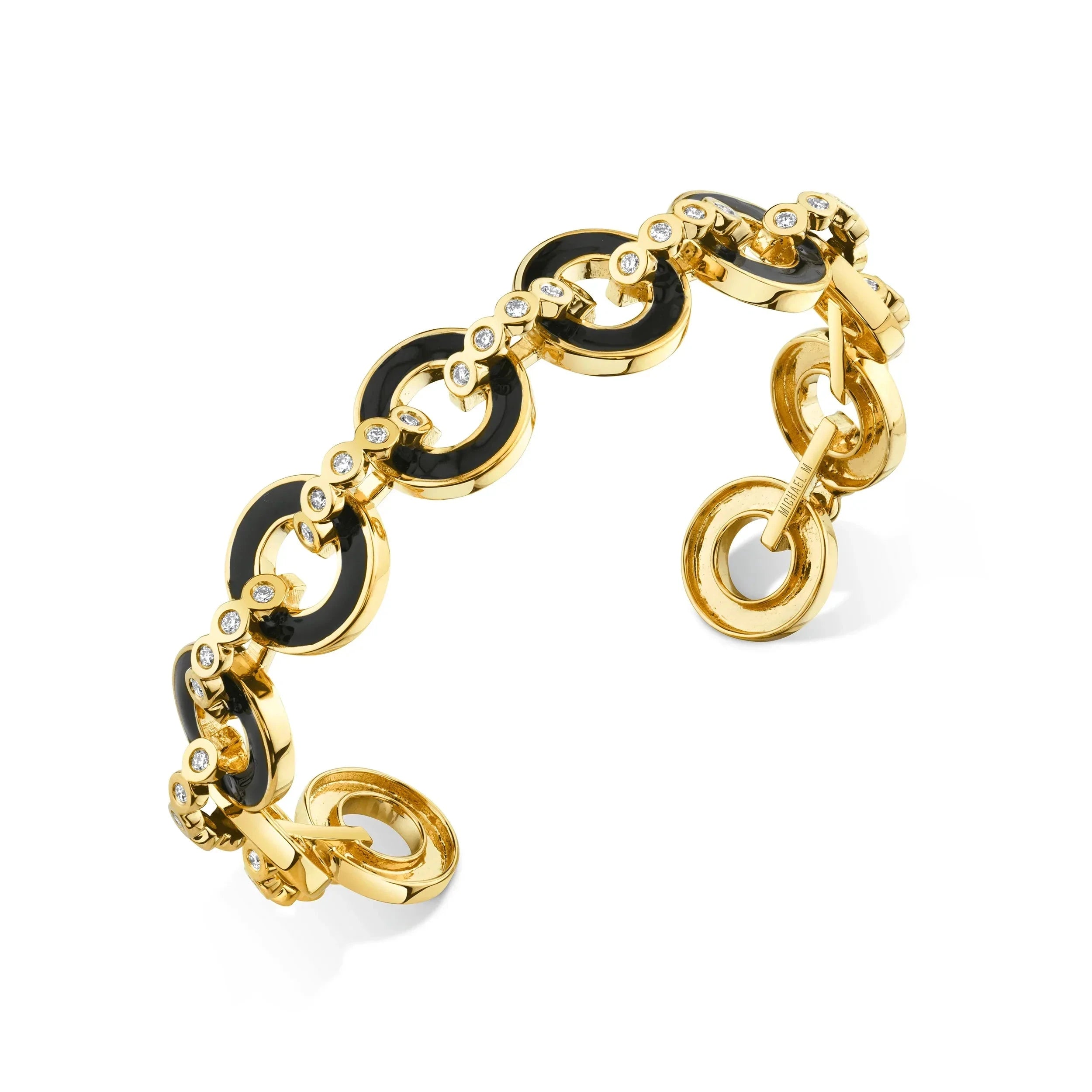 MICHAEL M Bracelet 14k Yellow Gold / Black / Small Chroma Arch Cuff BR495BK-S