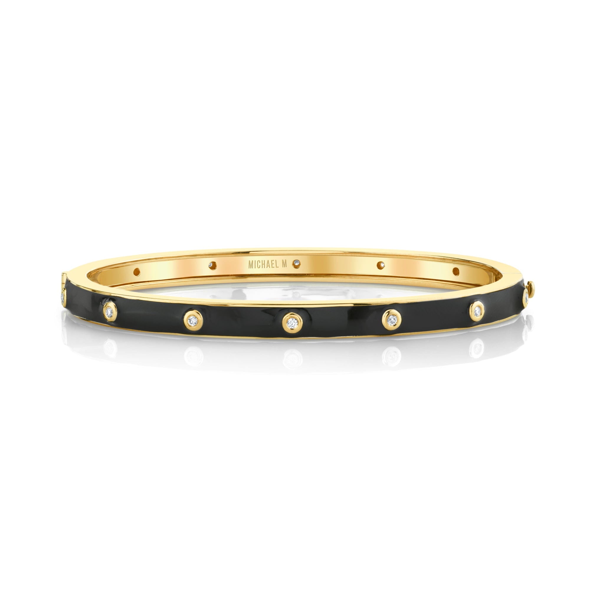 MICHAEL M Bracelet 14k Yellow Gold / Black / Small Chroma Extruded Bezel Bangle BR485