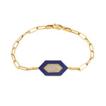 MICHAEL M Bracelet 14k Yellow Gold / Blue Chroma Pavé Hexagon Bracelet BR492