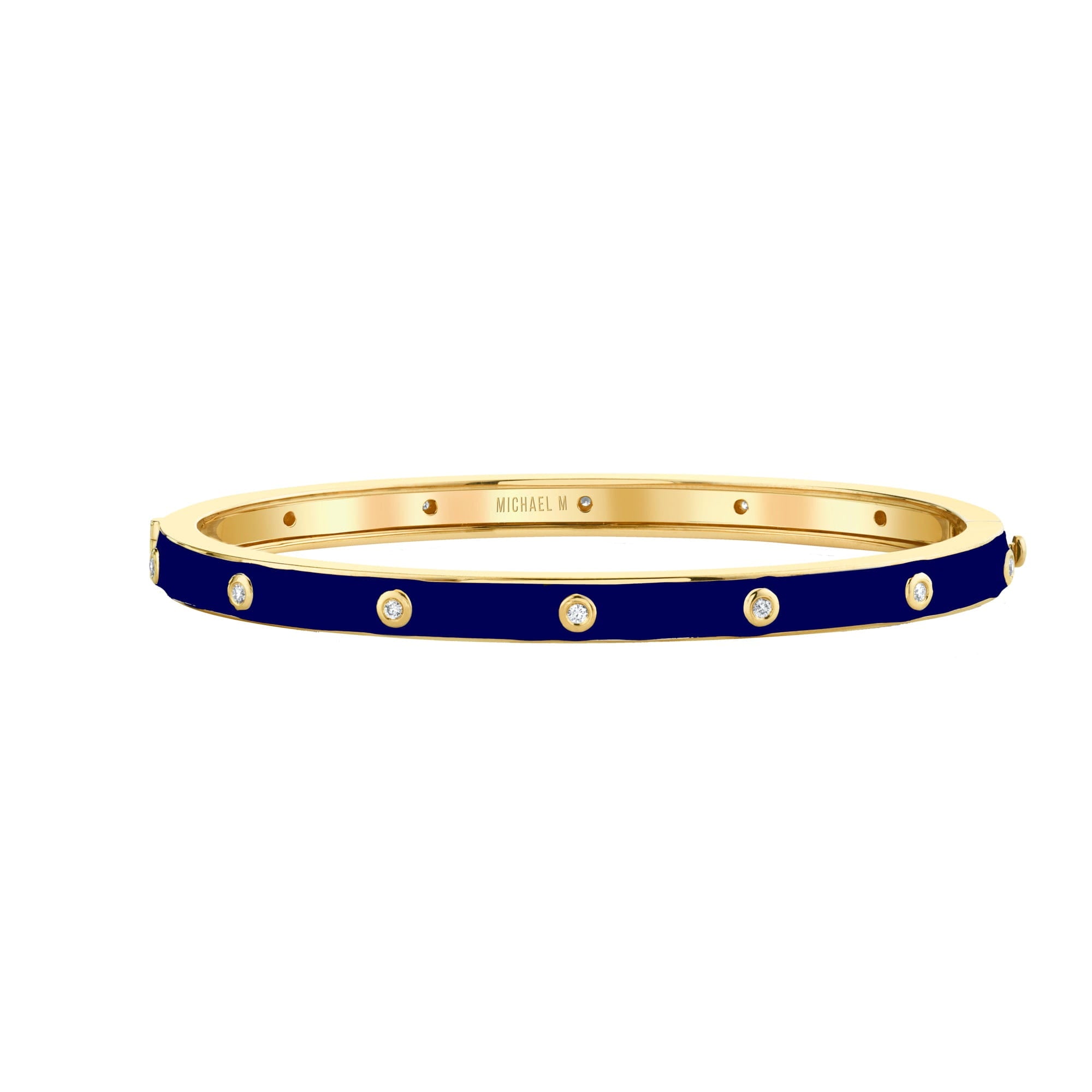 MICHAEL M Bracelet 14k Yellow Gold / Blue / Small Chroma Extruded Bezel Bangle BR485