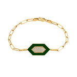 MICHAEL M Bracelet 14k Yellow Gold / Green Chroma Pavé Hexagon Bracelet BR492