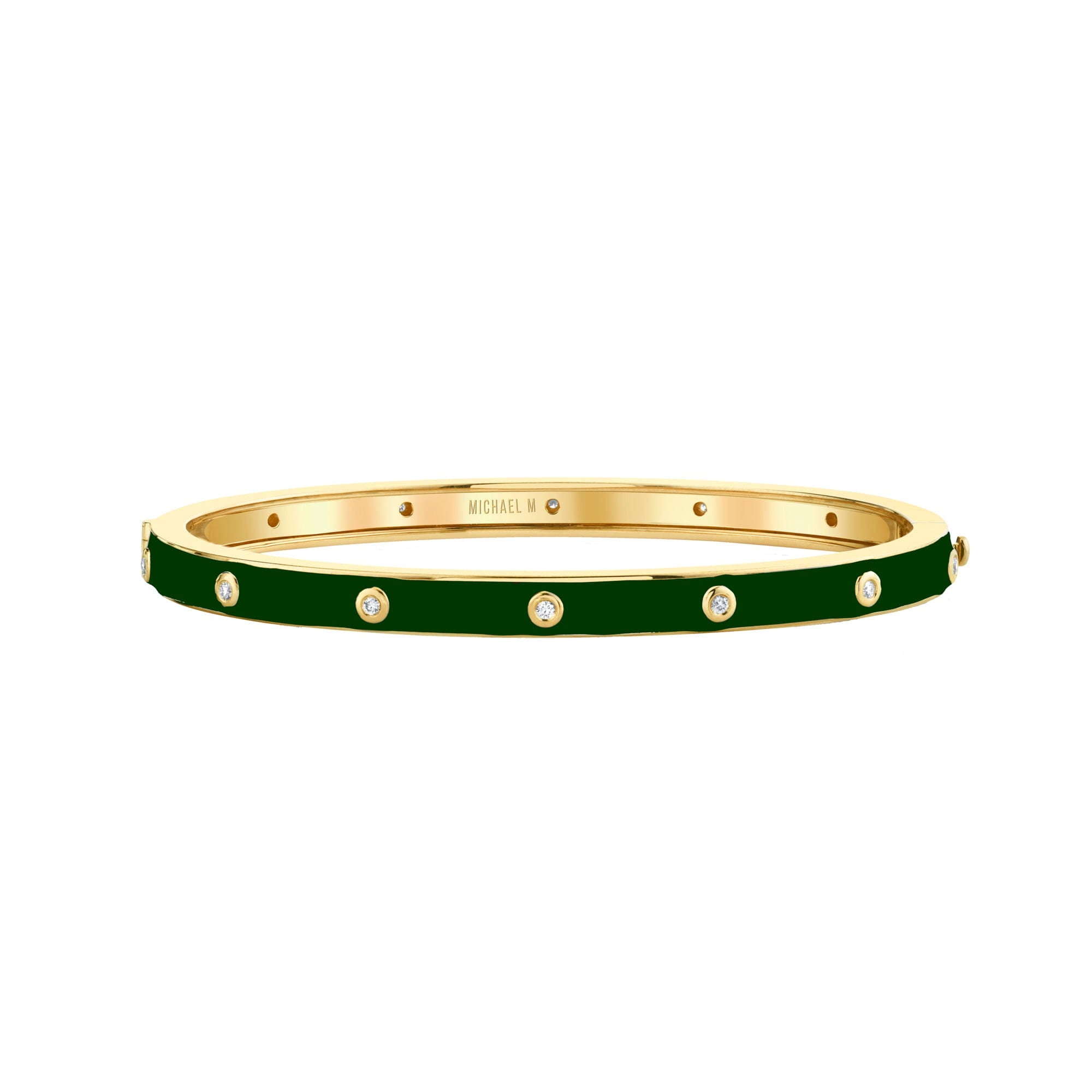 MICHAEL M Bracelet 14k Yellow Gold / Green / Small Chroma Extruded Bezel Bangle BR485