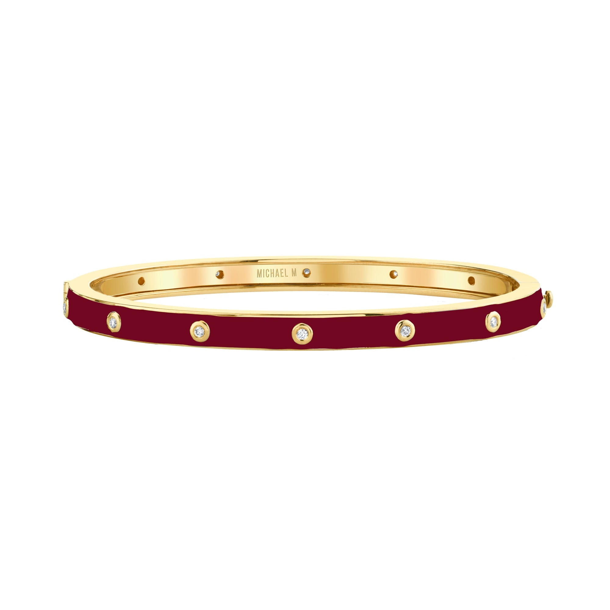 MICHAEL M Bracelet 14k Yellow Gold / Magenta / Small Chroma Extruded Bezel Bangle BR485