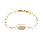 MICHAEL M Bracelet 14k Yellow Gold / White Chroma Pavé Hexagon Bracelet BR492