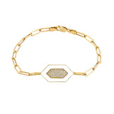 MICHAEL M Bracelet 14k Yellow Gold / White Chroma Pavé Hexagon Bracelet BR492