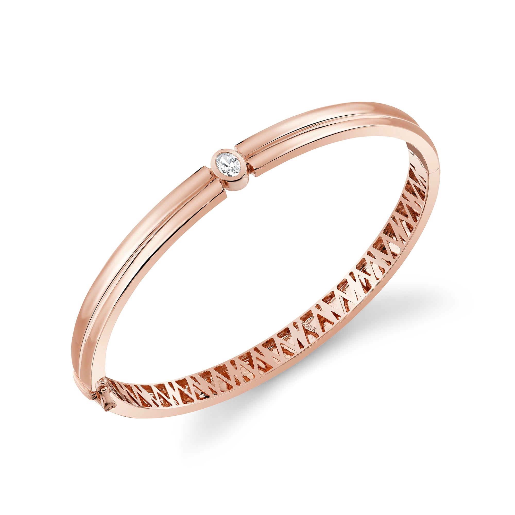 MICHAEL M Bracelet 18K Rose Gold / Small Orb Oval Split Bangle BR607S