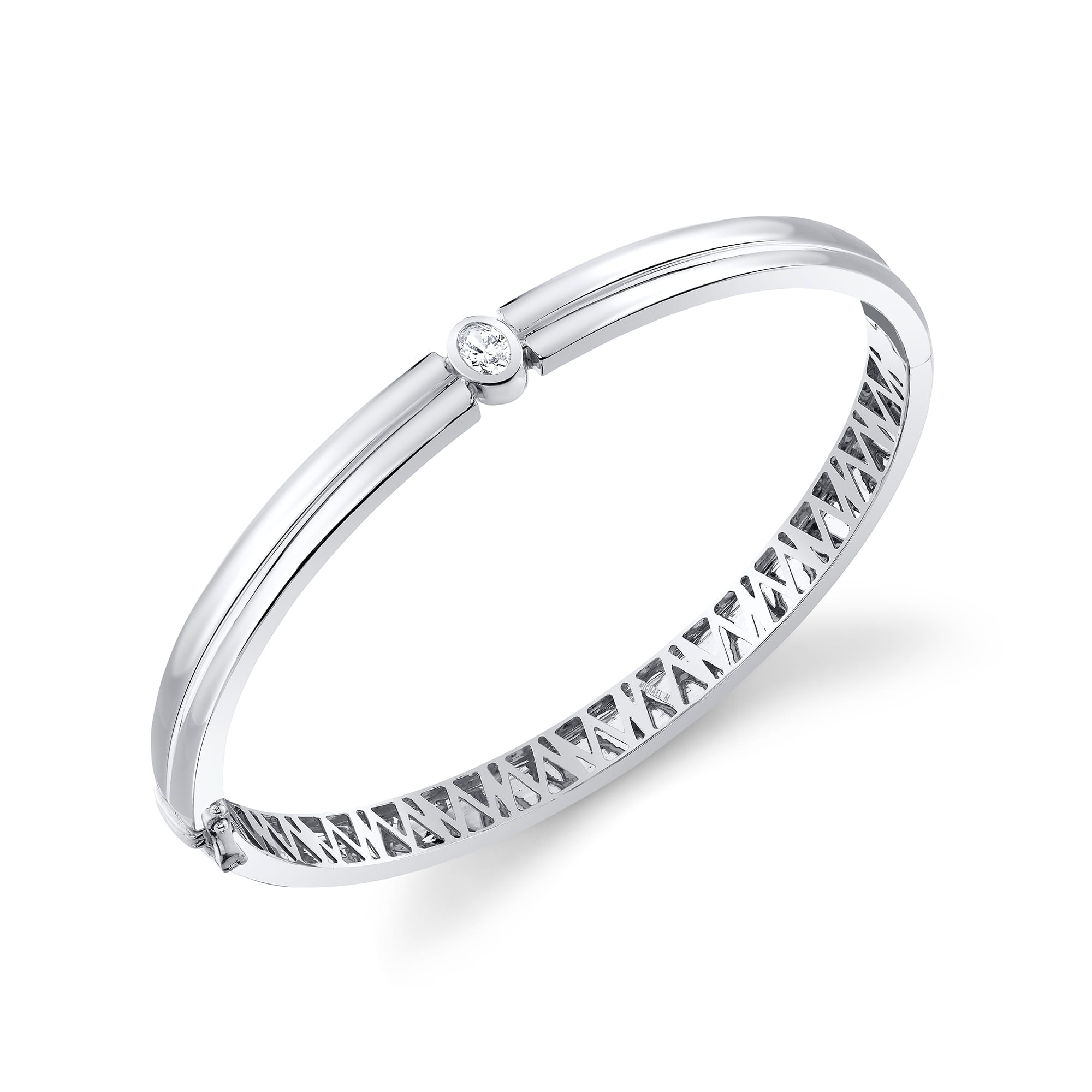 MICHAEL M Bracelet 18K White Gold / Small Orb Oval Split Bangle BR607S