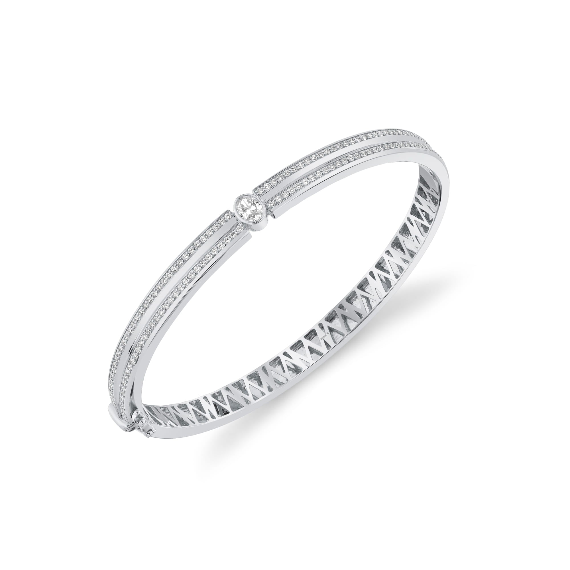 MICHAEL M Bracelet 18K White Gold / Small Orb Oval Split Pavé Bangle BR606PV-S