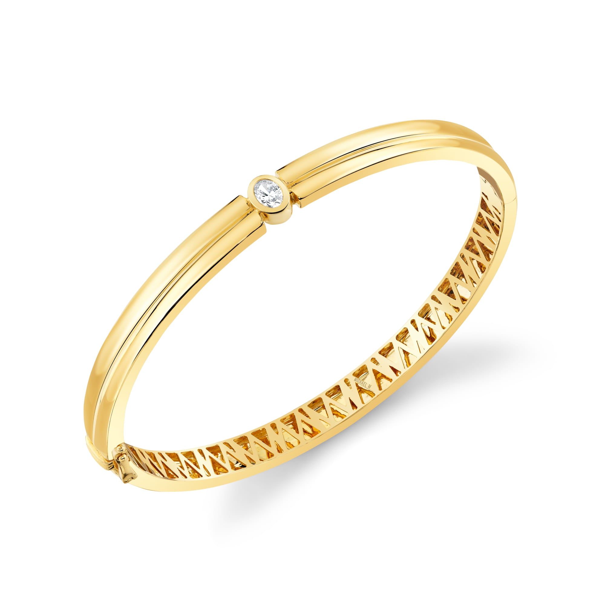 MICHAEL M Bracelet 18K Yellow Gold / Small Orb Oval Split Bangle BR607S