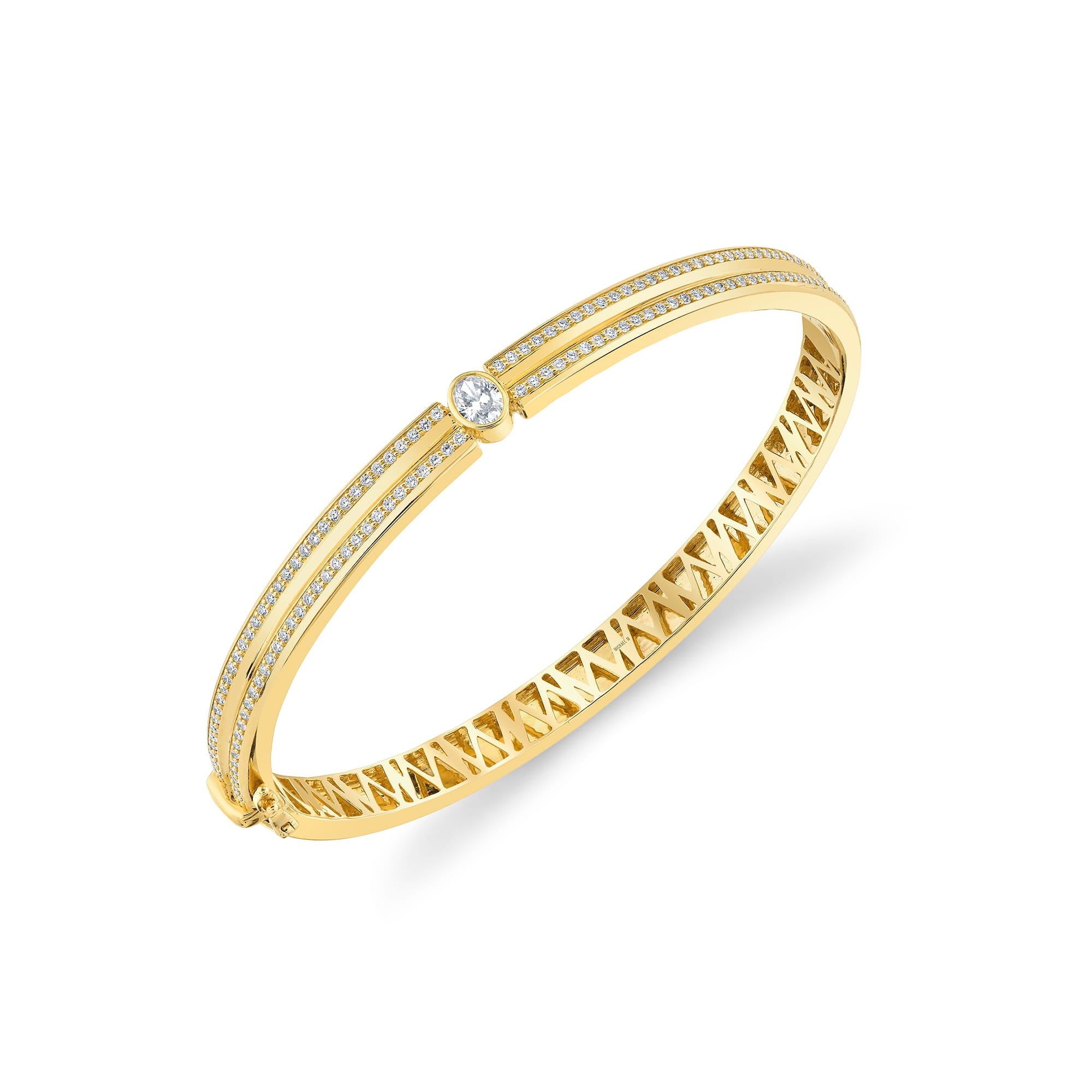MICHAEL M Bracelet 18K Yellow Gold / Small Orb Oval Split Pavé Bangle BR606PV-S