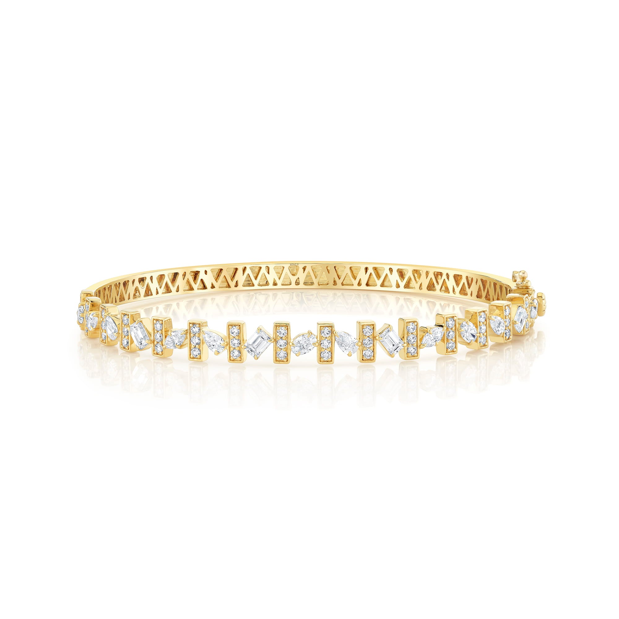MICHAEL M Bracelet Montage Mixed-Cut Pave Bar Bangle