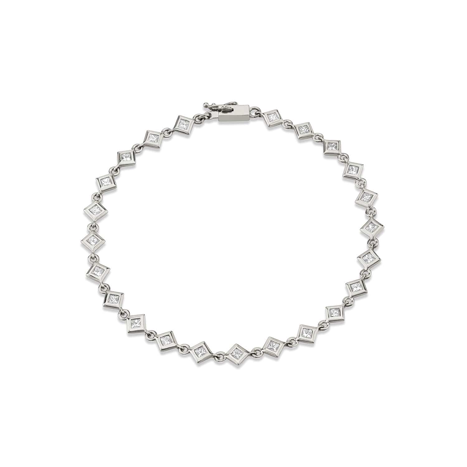 MICHAEL M Bracelets 14K White Gold / 6.5" Princess Bezel Tennis Bracelet BR409S