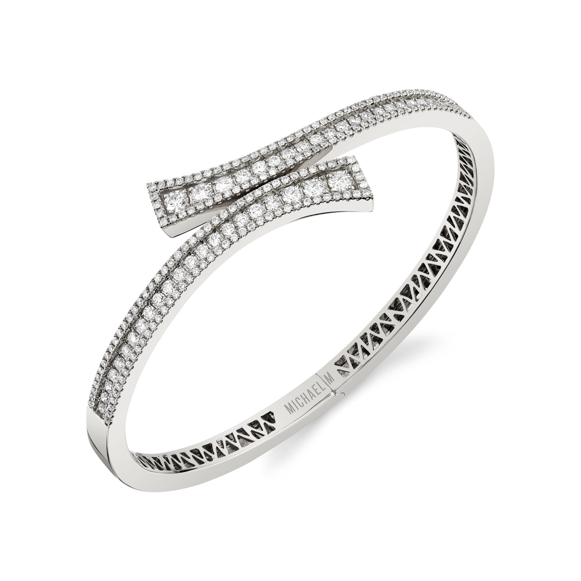 MICHAEL M Bracelets 14K White Gold / Small Europa Bypass Cuff BR401S-14KWG
