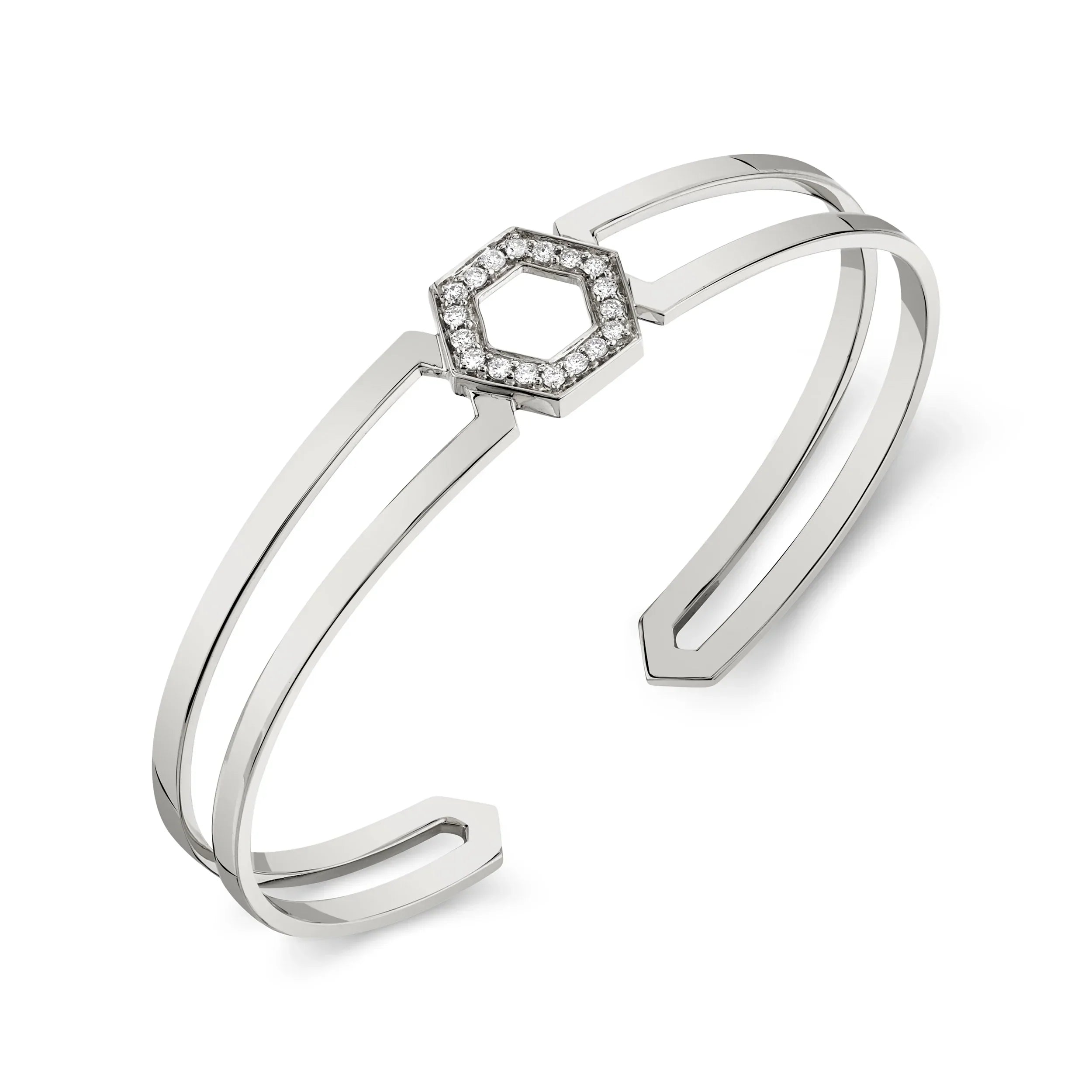 MICHAEL M Bracelets 14K White Gold / Small Hex Dagger Cuff BR514S