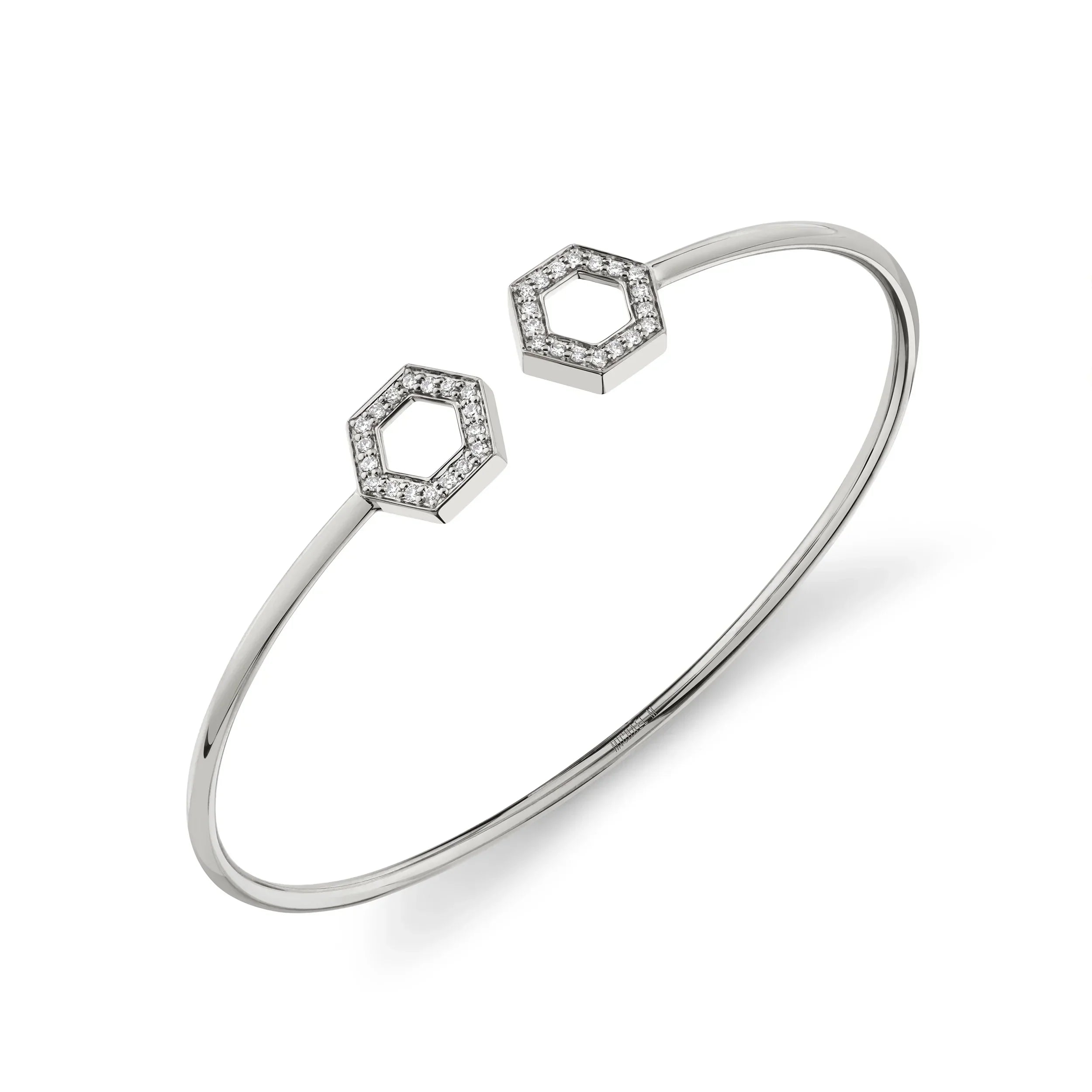 MICHAEL M Bracelets 14K White Gold / Small Hex Flex Cuff BR509S