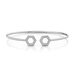 MICHAEL M Bracelets 14K White Gold / Small Hex Flex Cuff BR509S