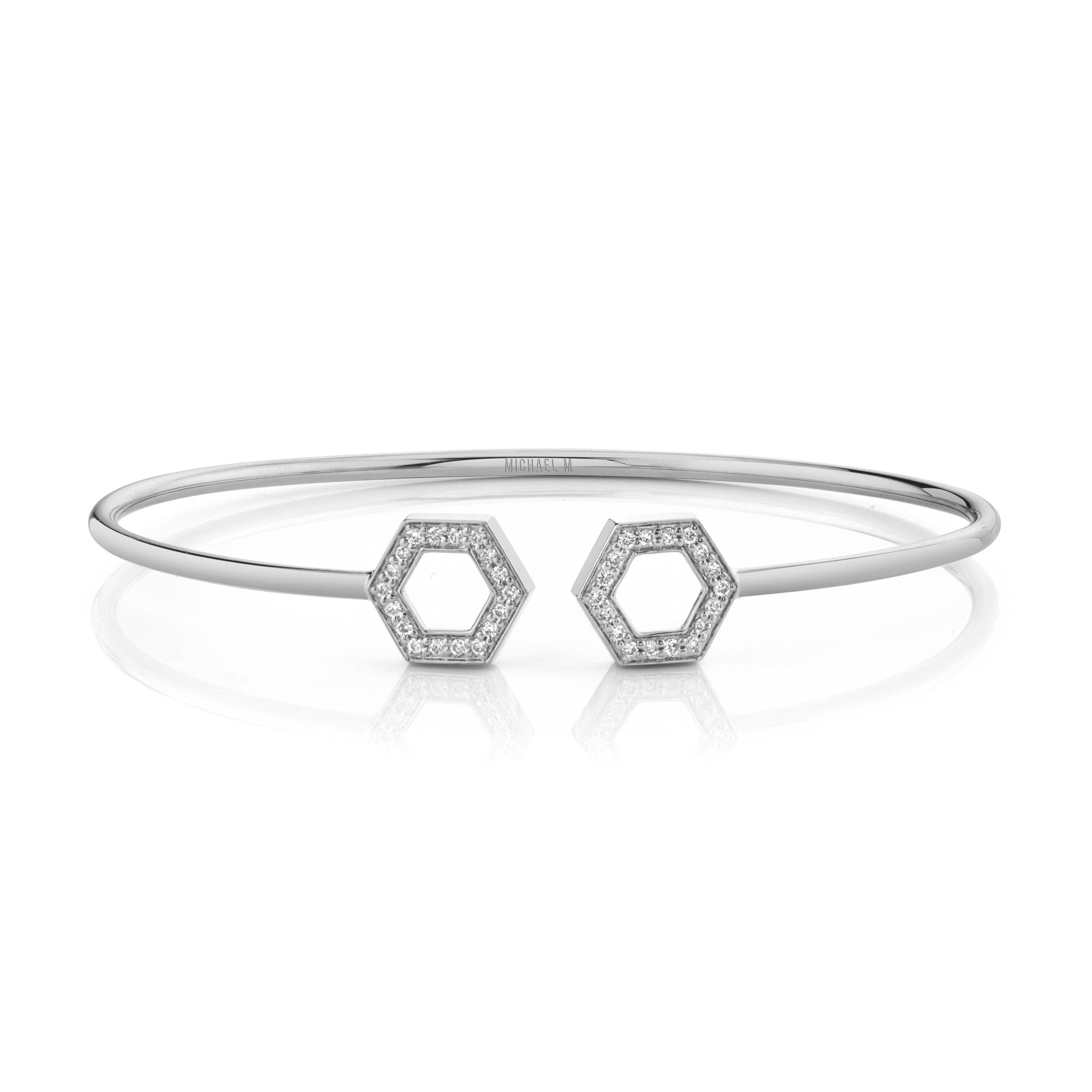 MICHAEL M Bracelets 14K White Gold / Small Hex Flex Cuff BR509S