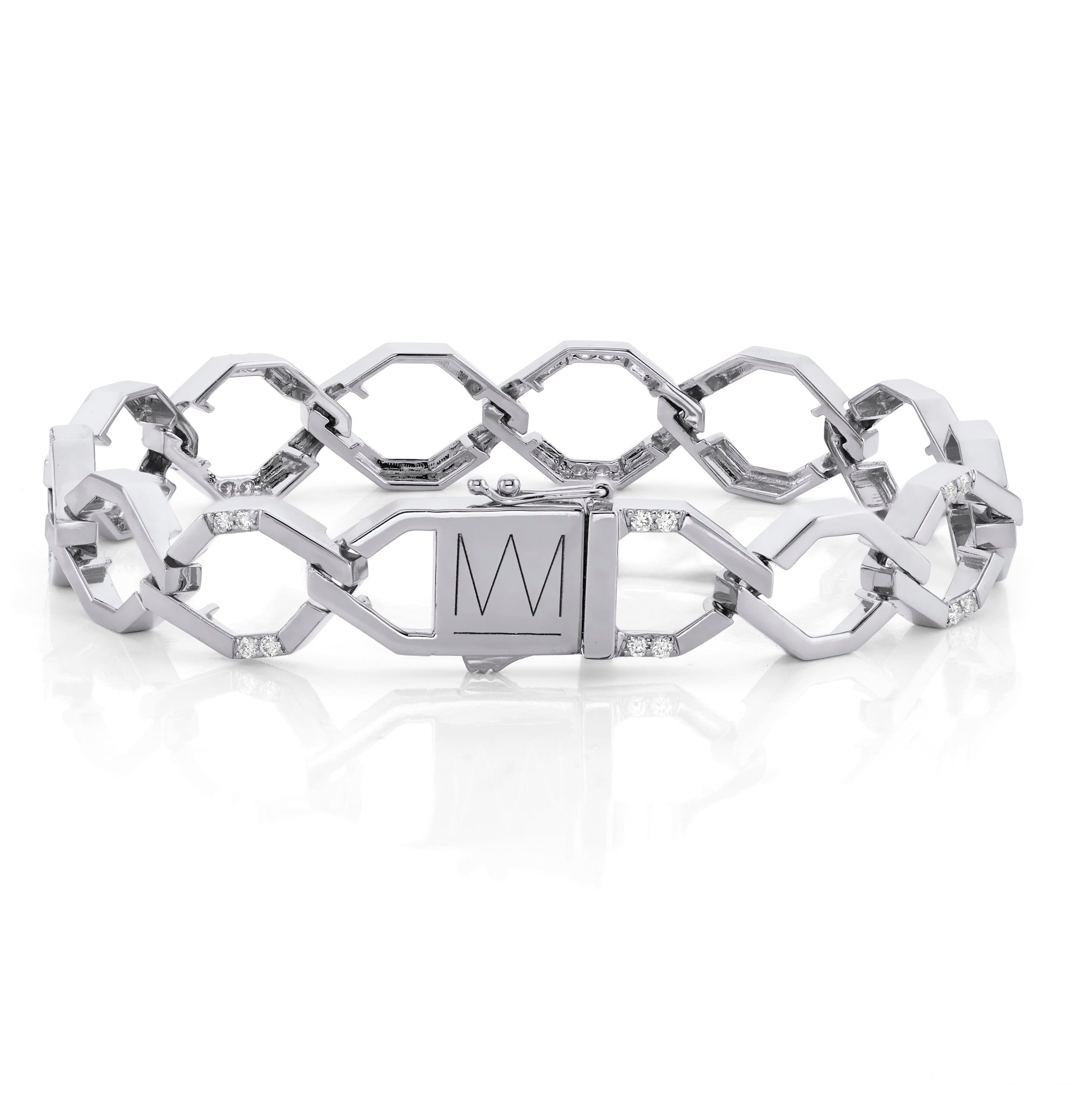 MICHAEL M Bracelets 14K White Gold / Small Octave Chain Link Bracelet BR549S