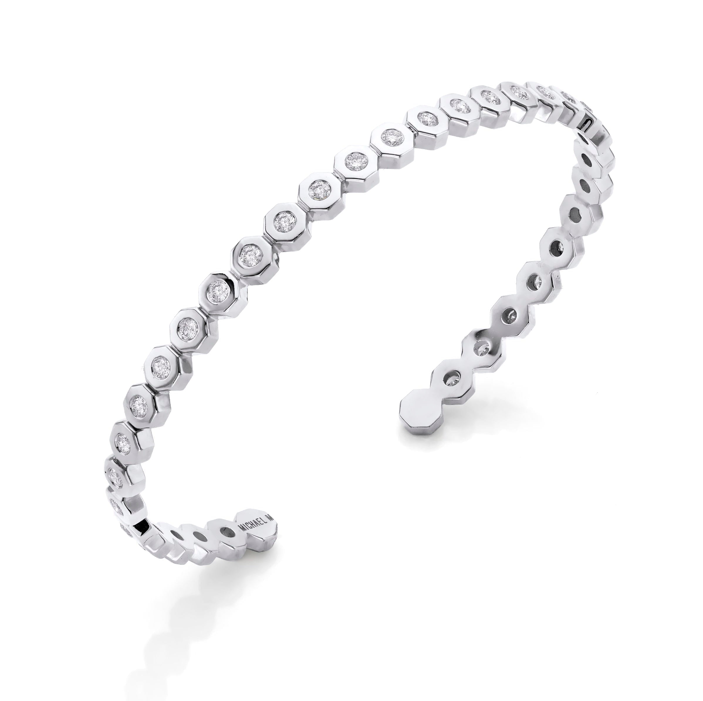 MICHAEL M Bracelets 14K White Gold / Small Octave Diamond Cuff BR551S