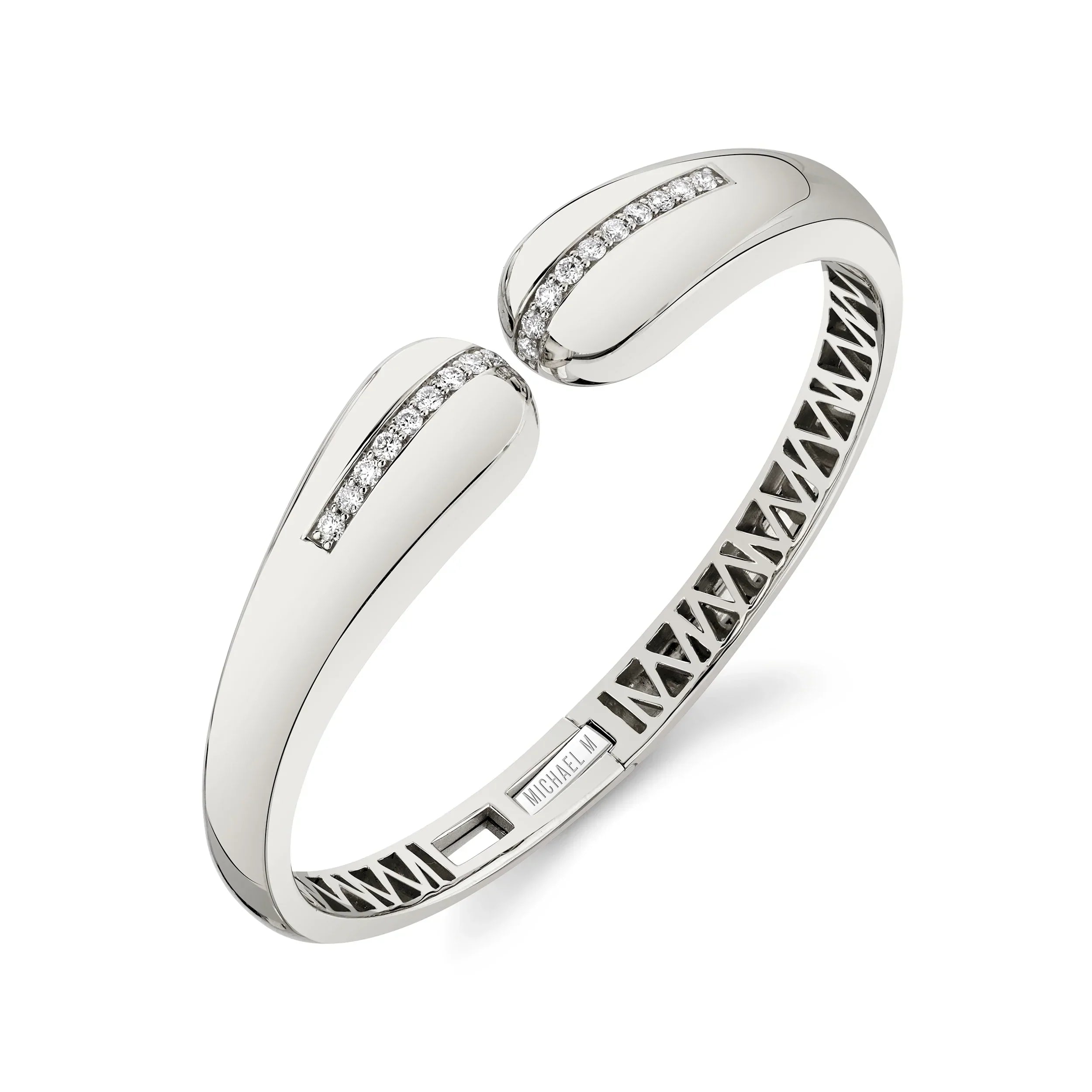 MICHAEL M Bracelets 14K White Gold / Small Orb Split Open Cuff BR521S