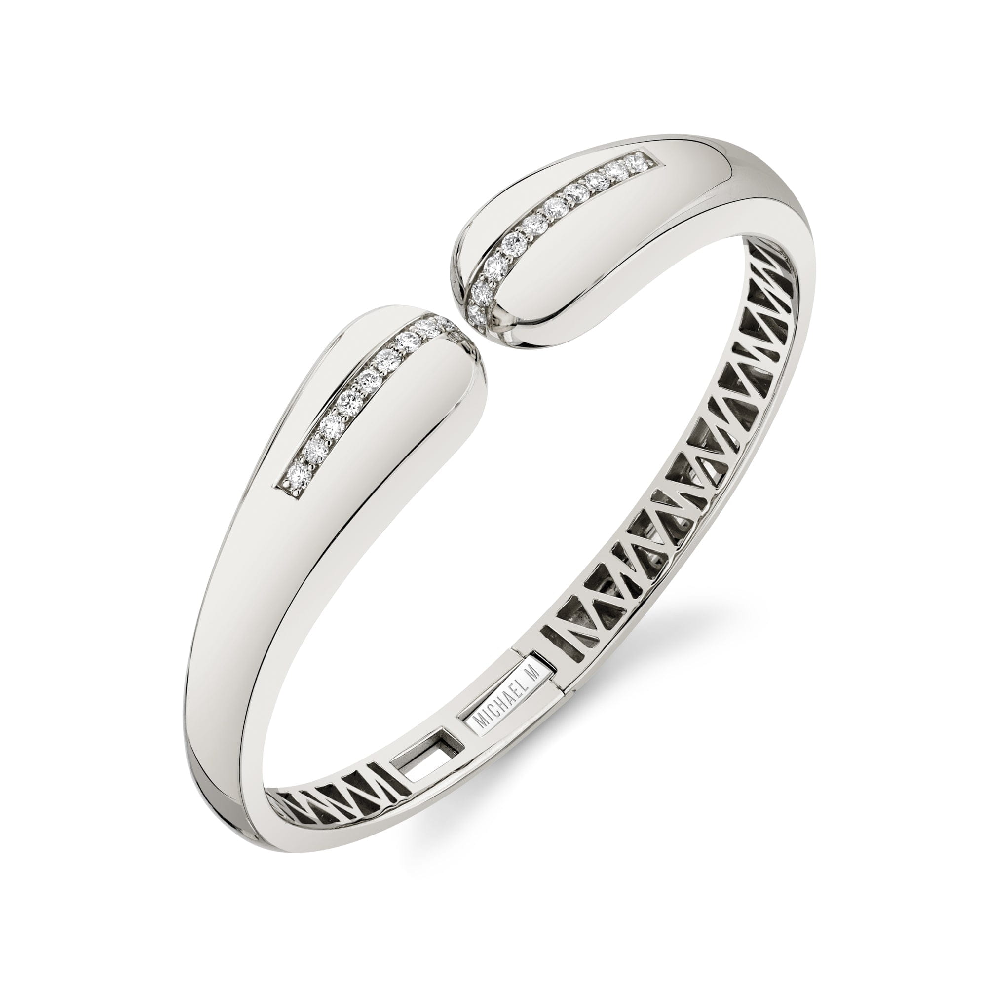 MICHAEL M Bracelets 14K White Gold / Small Orb Split Open Cuff BR521