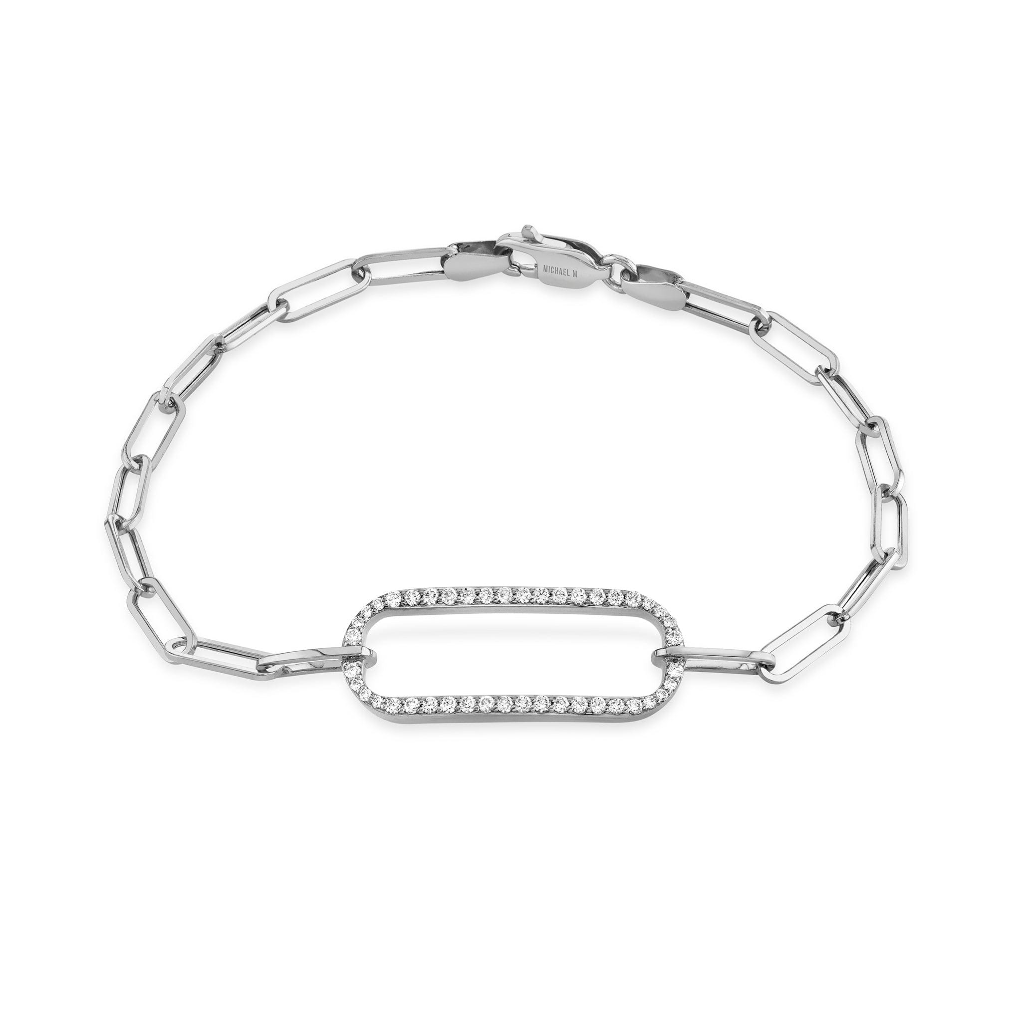 MICHAEL M Bracelets 14K White Gold / Small Pave Singleton Bracelet