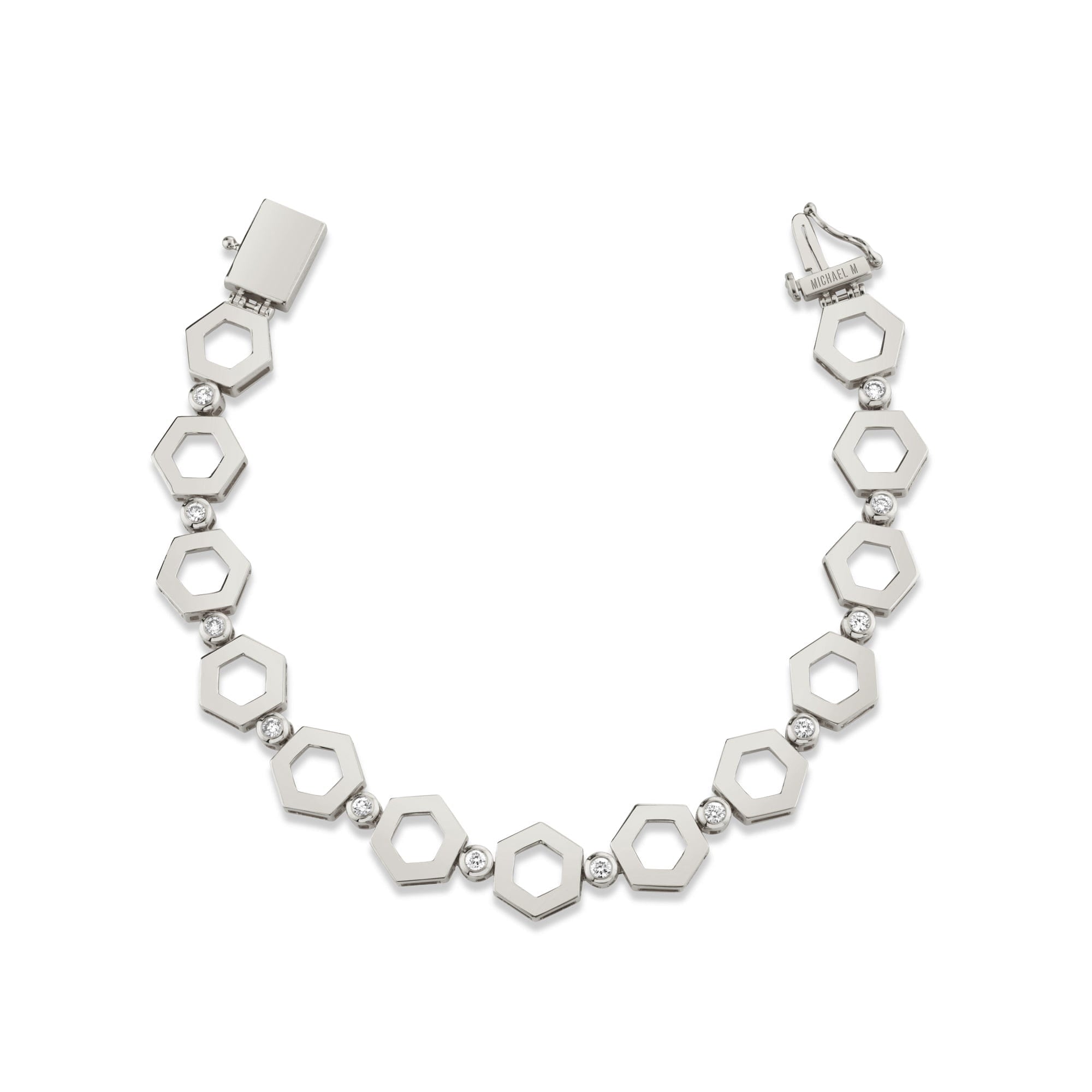 MICHAEL M Bracelets 14K White Gold / Small Plain Hex Infinity Bracelet BR502