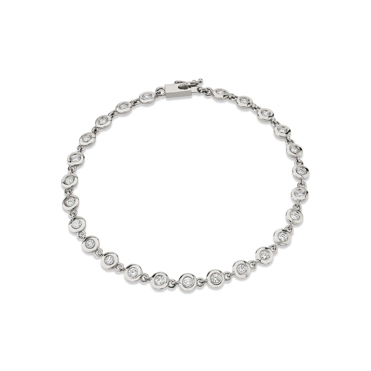 MICHAEL M Bracelets 14K White Gold / Small Round Bezel Tennis Bracelet BR408WG
