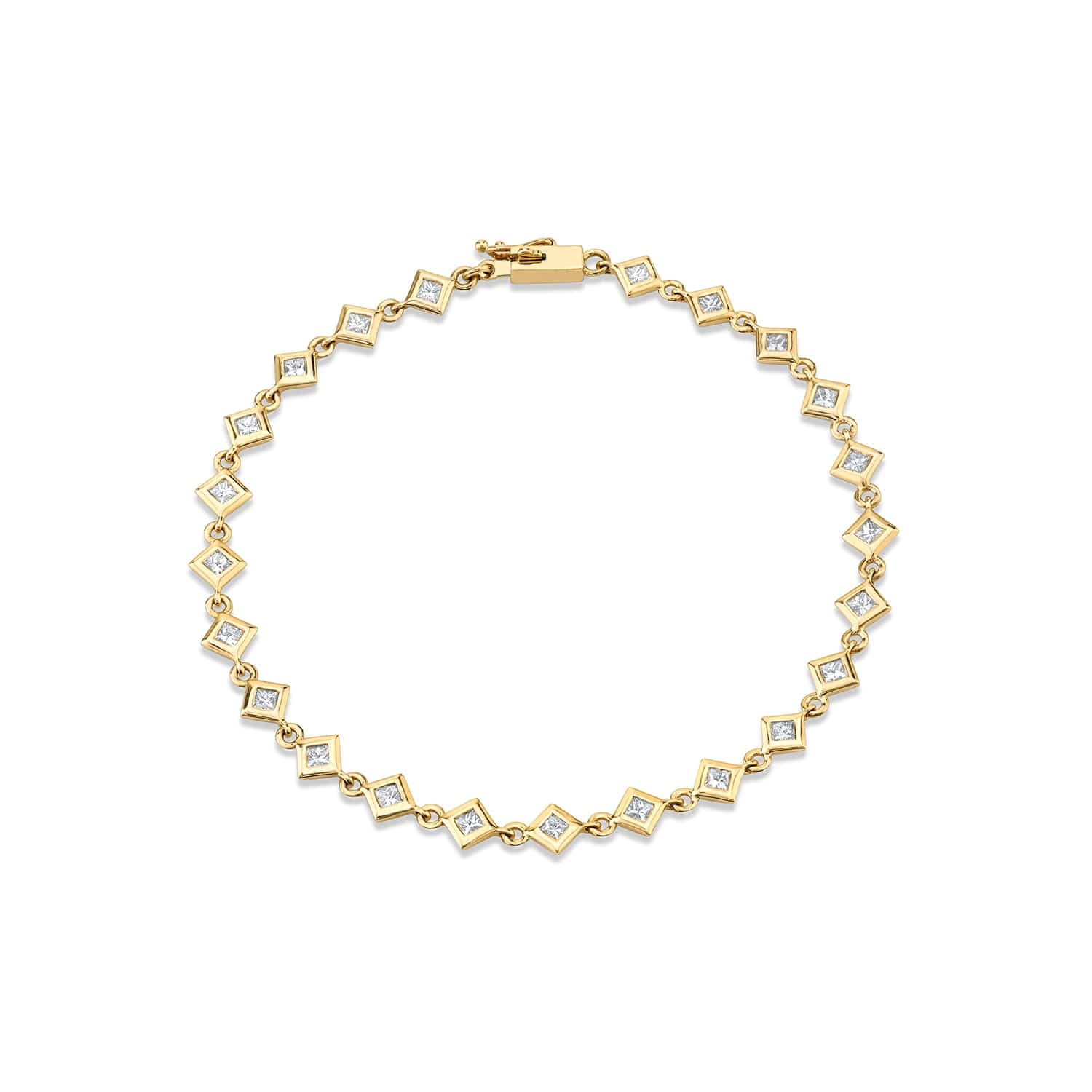 MICHAEL M Bracelets 14K Yellow Gold / 6.5" Princess Bezel Tennis Bracelet BR409S