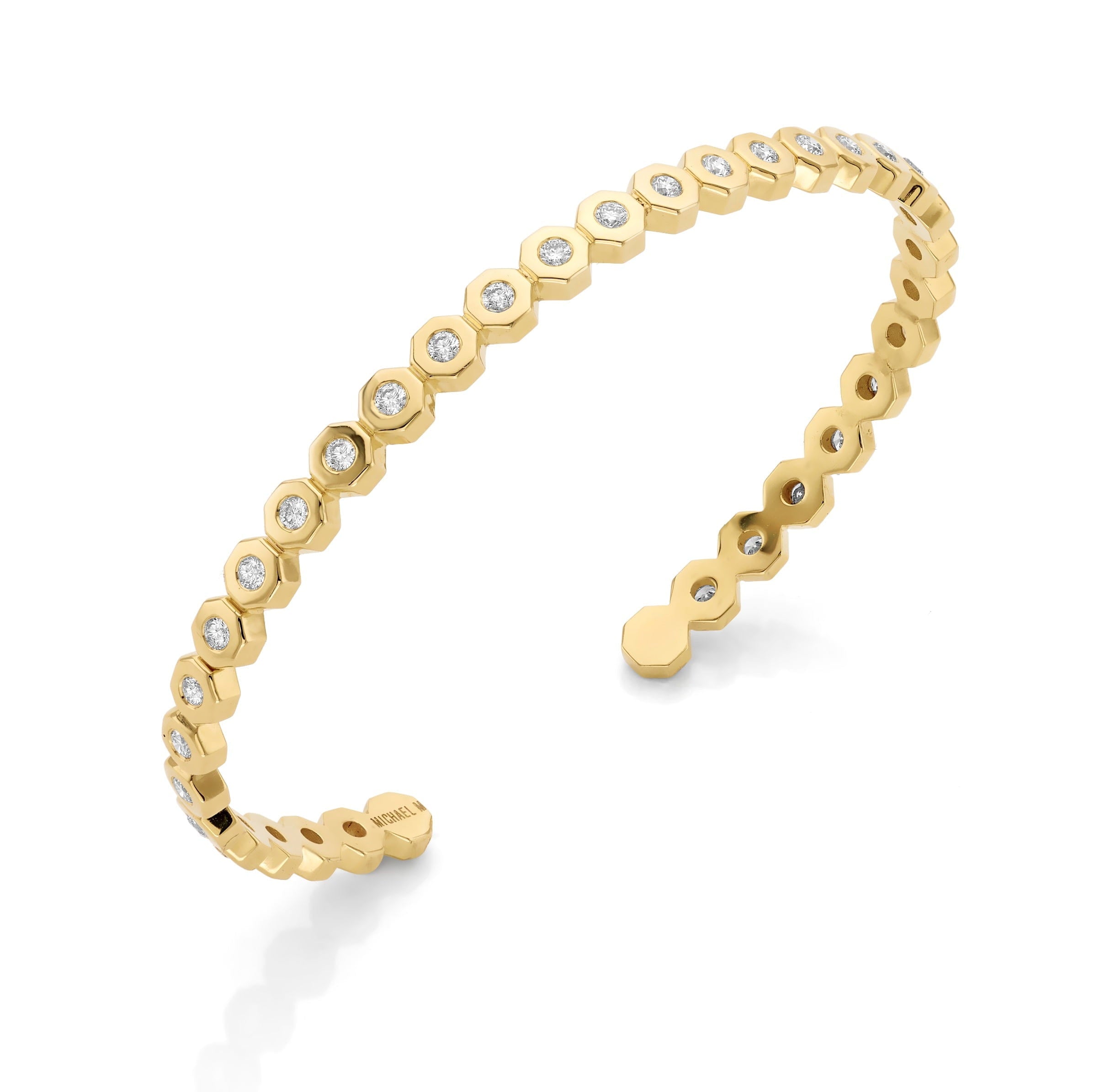 MICHAEL M Bracelets 14K Yellow Gold / Small Octave Diamond Cuff BR551S