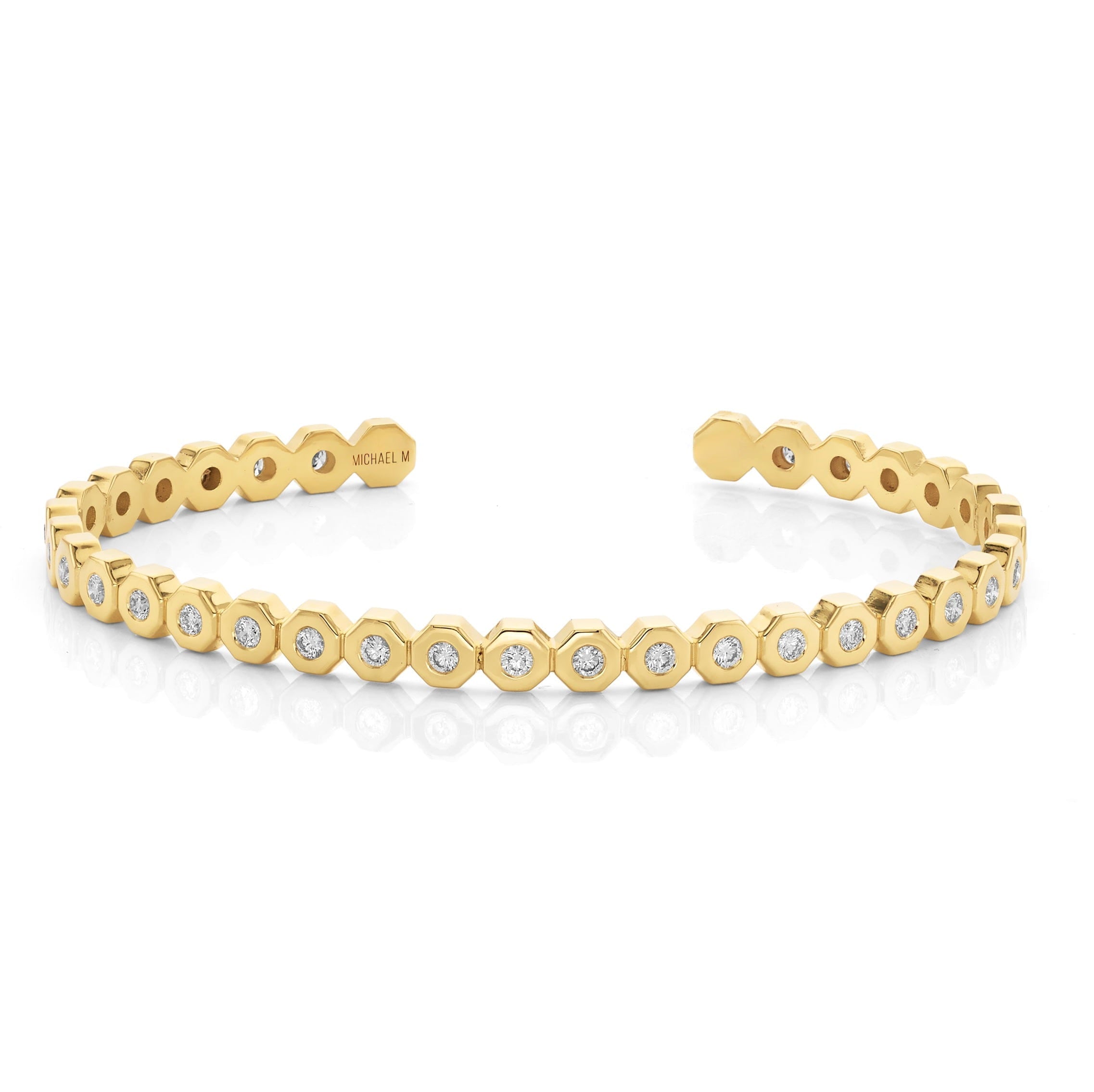MICHAEL M Bracelets 14K Yellow Gold / Small Octave Diamond Cuff BR551S