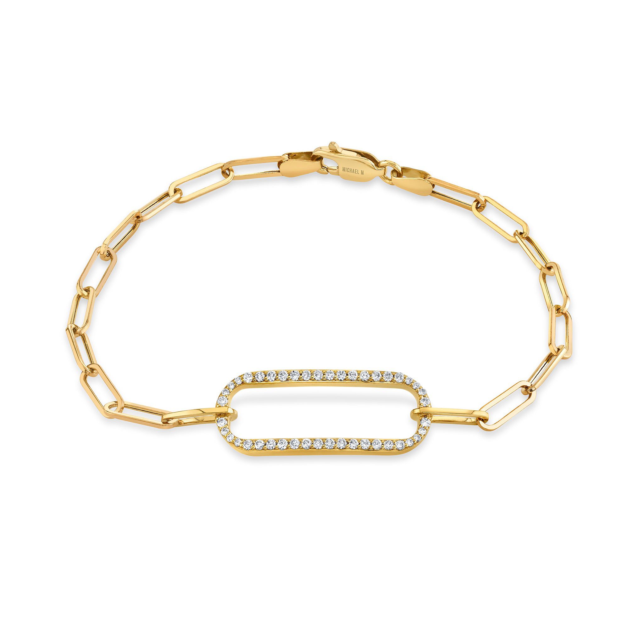 MICHAEL M Bracelets 14K Yellow Gold / Small Pave Singleton Bracelet BR356
