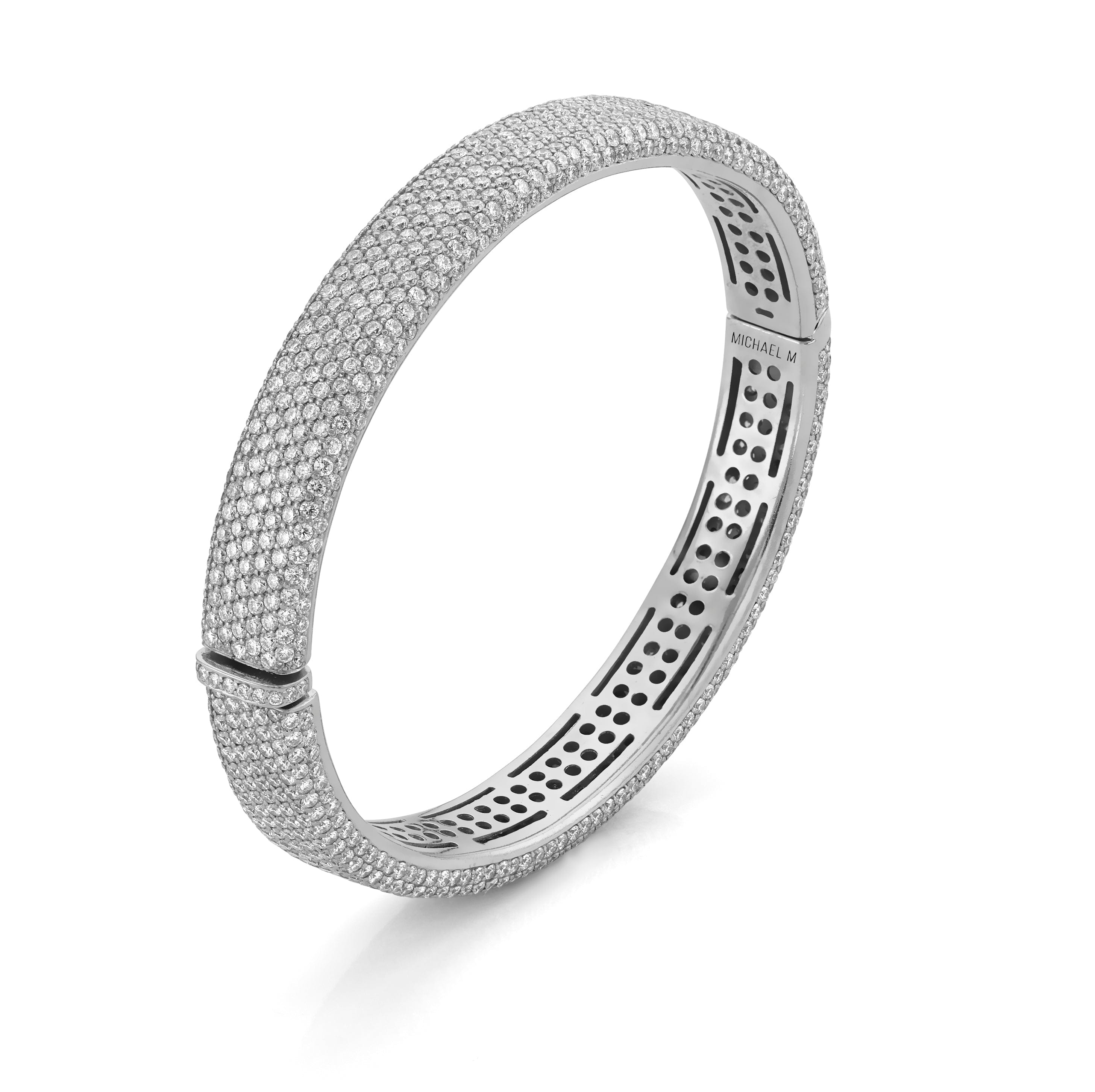 MICHAEL M Bracelets 18K White Gold / Medium Europa Diamond Pave Bracelet