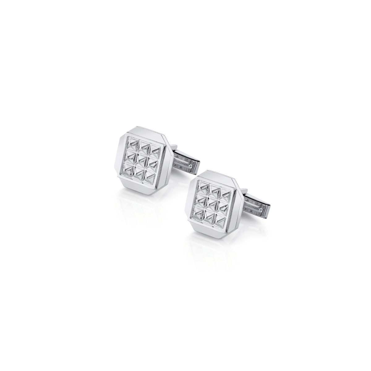 MICHAEL M Cufflinks 14K White Gold Men's Tetra Octagon Cuff Links CL104