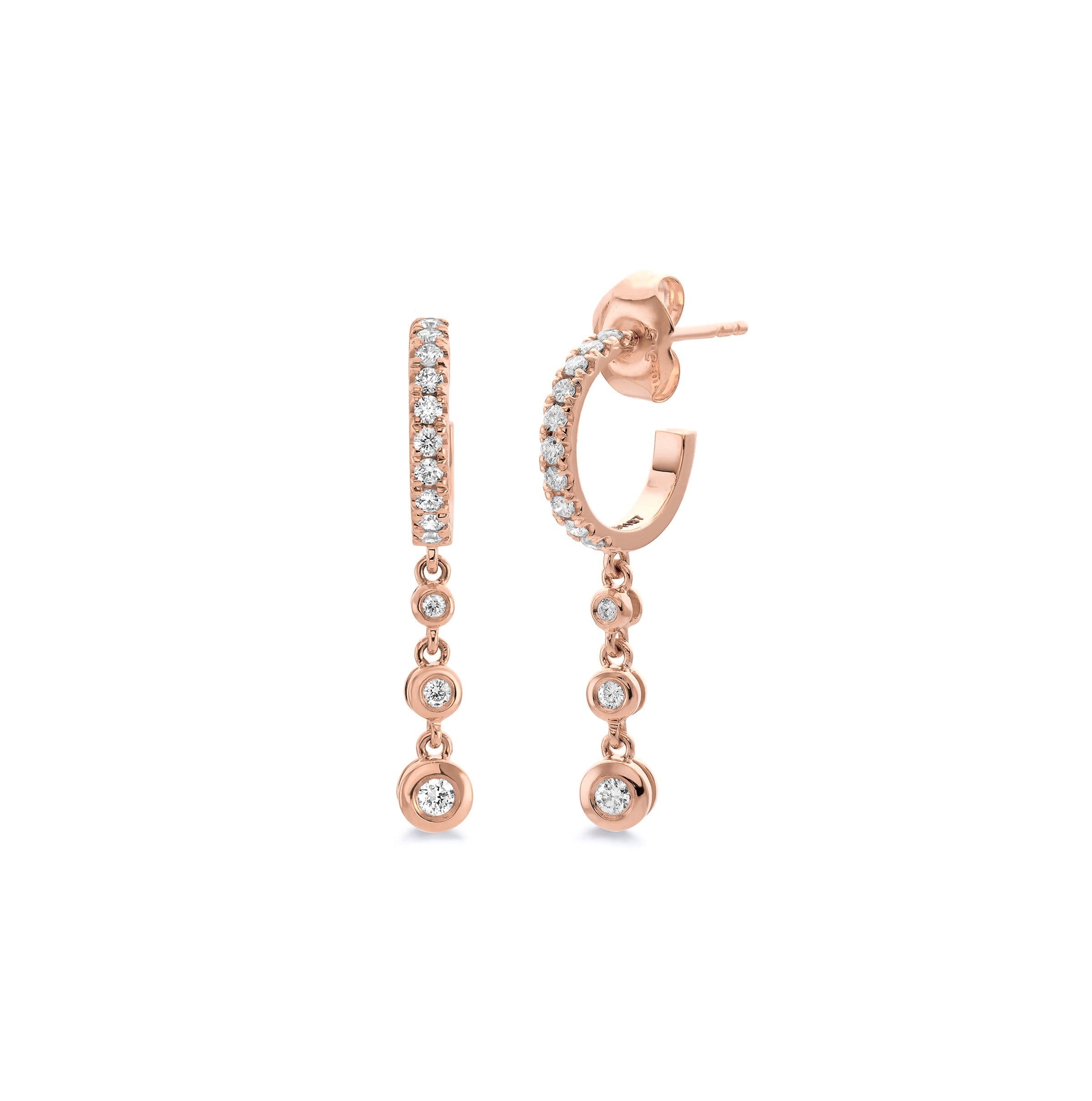 MICHAEL M Earrings 14K Rose Gold Chroma Gold Dangle Hoops ER483-HP