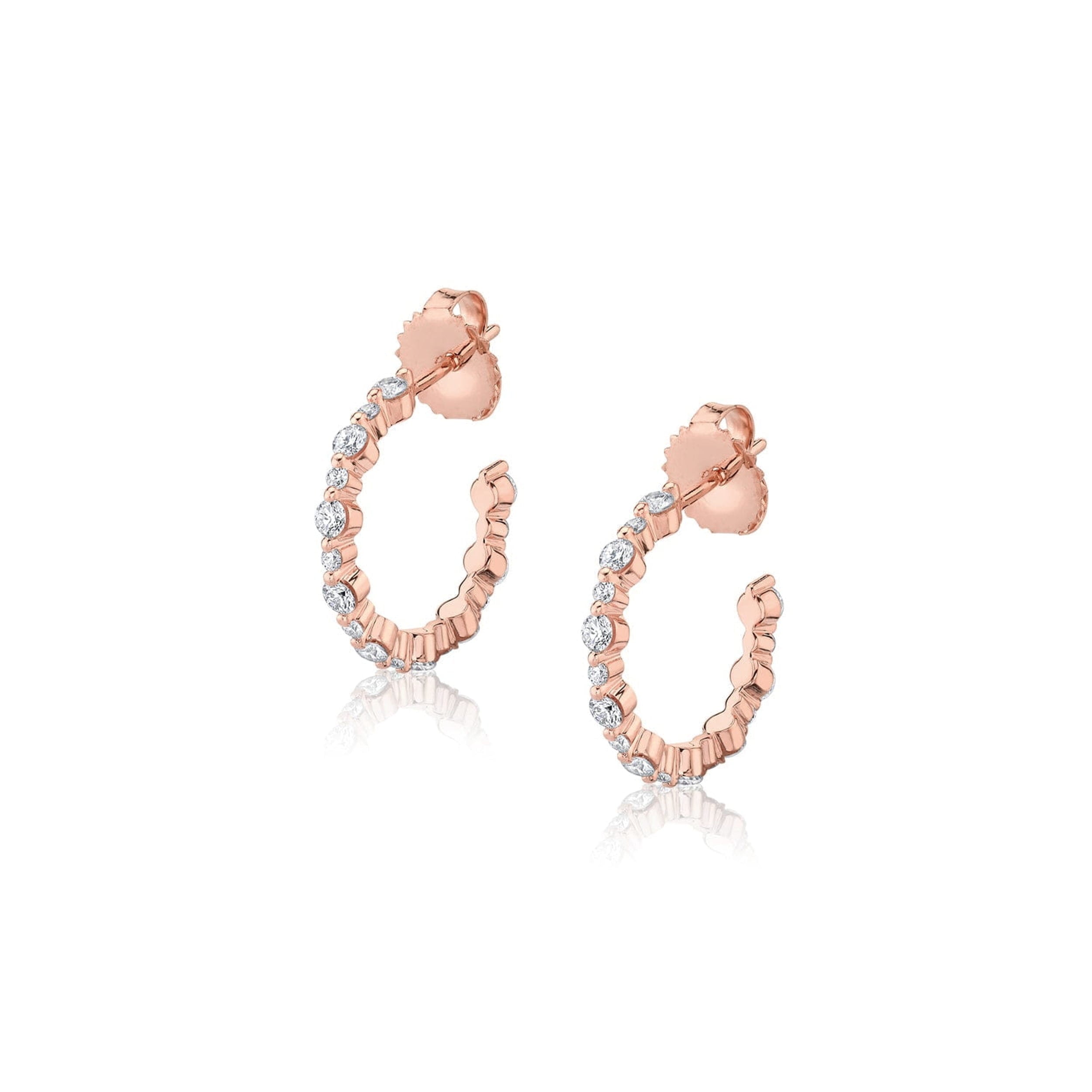 MICHAEL M Earrings 14K Rose Gold Cloud Alternating Huggies ER391