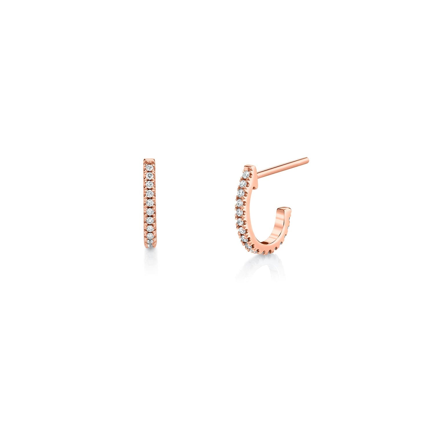 MICHAEL M Earrings 14K Rose Gold Diamond Huggie Hoop Earrings ER270