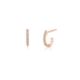 MICHAEL M Earrings 14K Rose Gold Diamond Huggie Hoop Earrings ER270