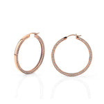 MICHAEL M Earrings 14K Rose Gold Large Chroma Gold Edge Pavé Hoops ER481-HP