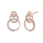 MICHAEL M Earrings 14K Rose Gold Triple Circle Diamond Drop Earrings ER273RG