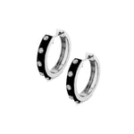 MICHAEL M Earrings 14k White Gold / Black Chroma Extruded Bezel Huggies ER486BK